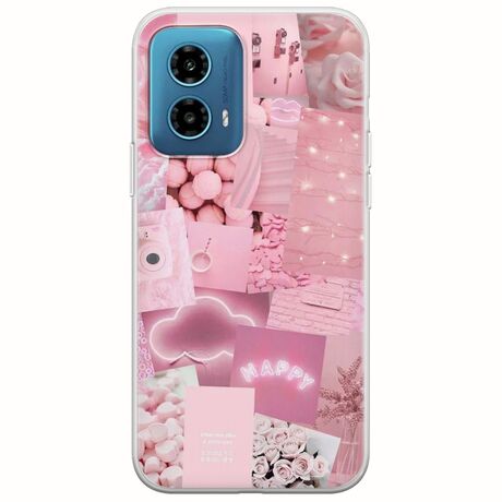 Aesthetic Pink Motorola Moto G34 5G Flexible TPU (Διάφανη Σιλικόνη)