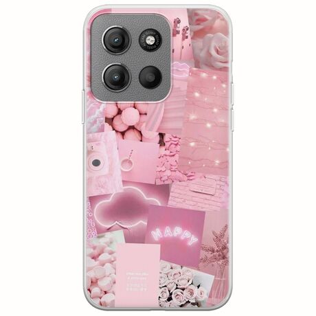 Aesthetic Pink Motorola Moto G15 Flexible TPU (Διάφανη Σιλικόνη)