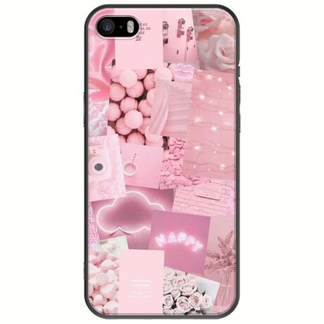 Aesthetic Pink iPhone 5/5s/SE 2016 Black TPU (Μαύρη Σιλικόνη)