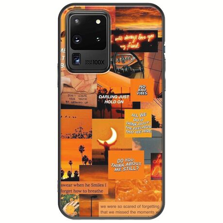 Aesthetic Orange Samsung Galaxy S20 Ultra Black TPU (Μαύρη Σιλικόνη)