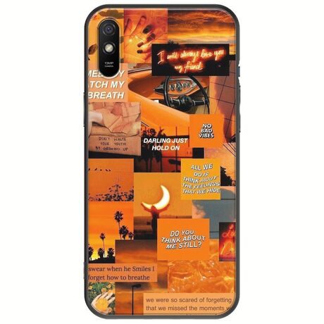 Aesthetic Orange Xiaomi Redmi 9A Black TPU (Μαύρη Σιλικόνη)