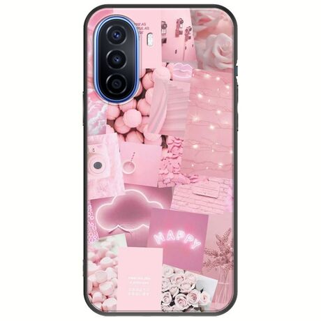 Aesthetic Pink Huawei Nova Y70 Black TPU (Μαύρη Σιλικόνη)