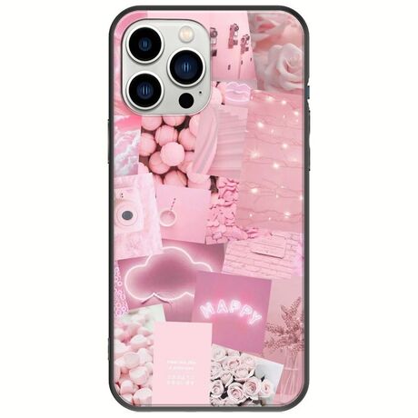 Aesthetic Pink iPhone 14 Pro Black TPU (Μαύρη Σιλικόνη)