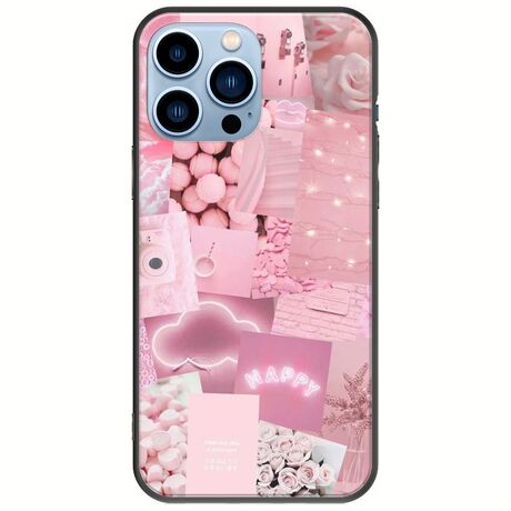 Aesthetic Pink iPhone 14 Pro Max Black TPU (Μαύρη Σιλικόνη)