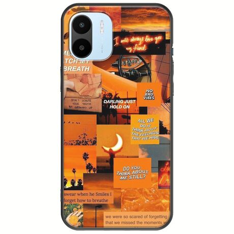 Aesthetic Orange Xiaomi Redmi A1 Black TPU (Μαύρη Σιλικόνη)