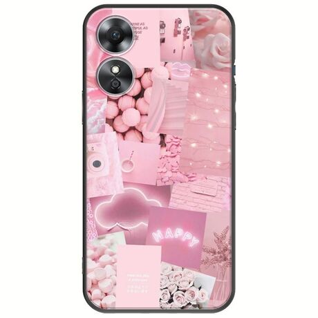 Aesthetic Pink Oppo A17 Black TPU (Μαύρη Σιλικόνη)