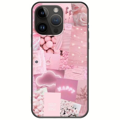 Aesthetic Pink iPhone 15 Pro Max Black TPU (Μαύρη Σιλικόνη)