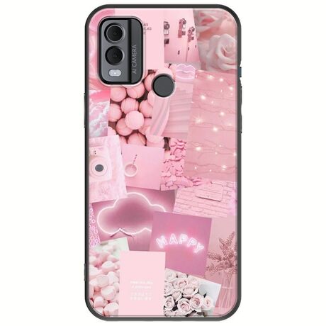 Aesthetic Pink Nokia C22 Black TPU (Μαύρη Σιλικόνη)