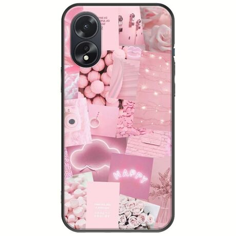 Aesthetic Pink Oppo A38 Black TPU (Μαύρη Σιλικόνη)