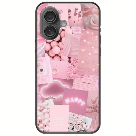 Aesthetic Pink iPhone 16 Plus Black TPU (Μαύρη Σιλικόνη)