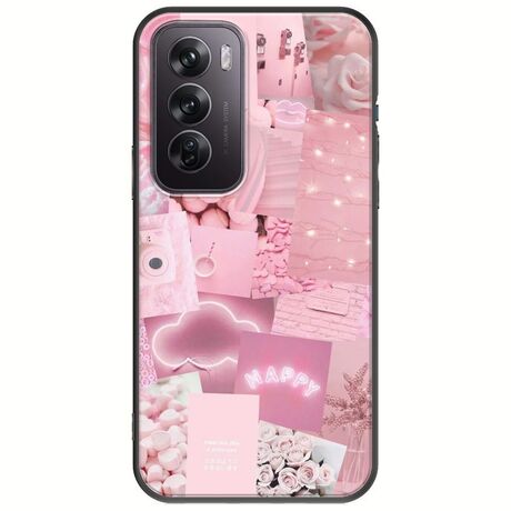 Aesthetic Pink Oppo Reno 12 5G Black TPU (Μαύρη Σιλικόνη)