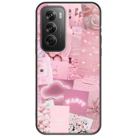 Aesthetic Pink Oppo Reno 12 Pro 5G Black TPU (Μαύρη Σιλικόνη)