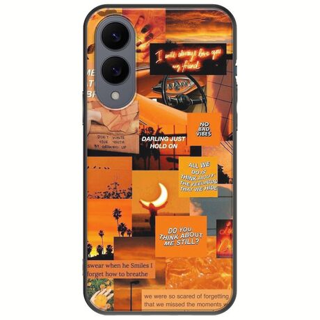 Aesthetic Orange Samsung Galaxy S25 Edge 5G Black TPU (Μαύρη Σιλικόνη)