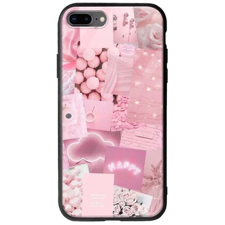 Aesthetic Pink iPhone 8 Plus Groove TPU (Tempered Glass και TPU)