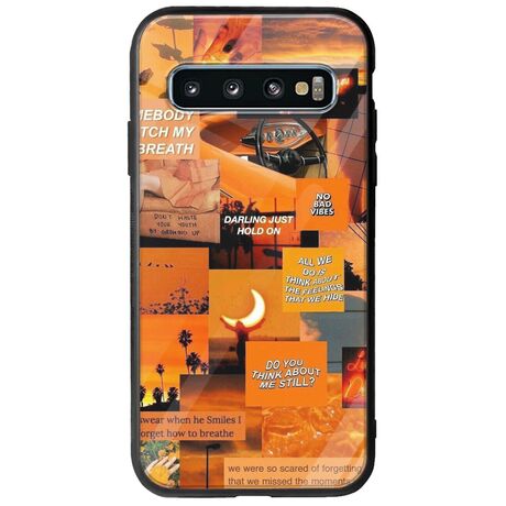 Aesthetic Orange Samsung Galaxy S10 Groove TPU (Tempered Glass και TPU)