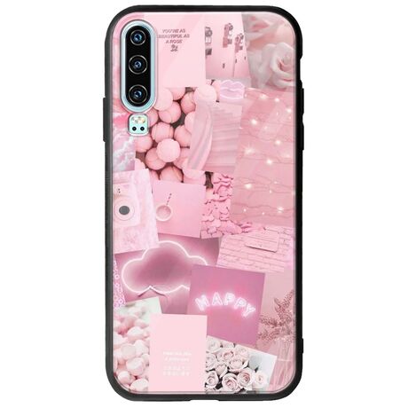 Aesthetic Pink Huawei P30 Groove TPU (Tempered Glass και TPU)