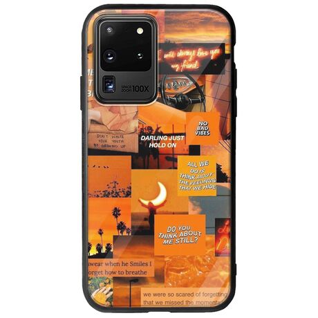 Aesthetic Orange Samsung Galaxy S20 Ultra Groove TPU (Tempered Glass και TPU)