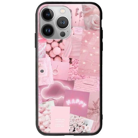 Aesthetic Pink iPhone 13 Pro Max Groove TPU (Tempered Glass και TPU)
