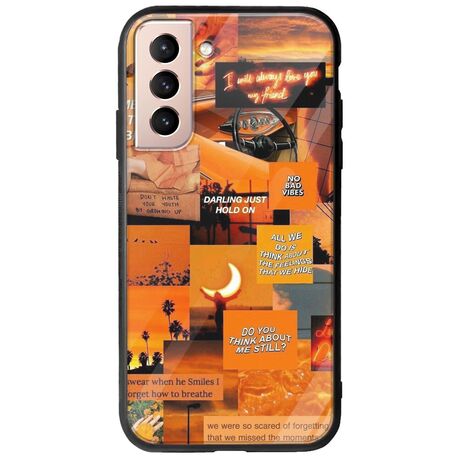 Aesthetic Orange Samsung Galaxy S21 FE 5G Groove TPU (Tempered Glass και TPU)