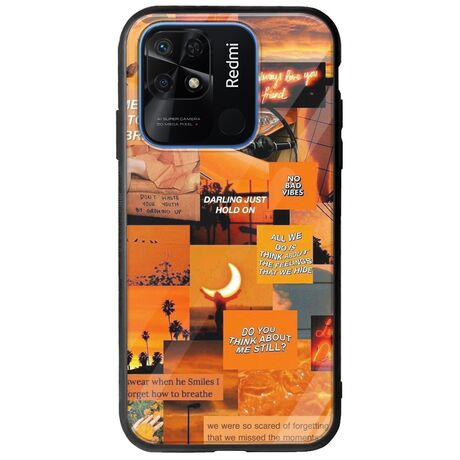 Aesthetic Orange Xiaomi Redmi 10C Groove TPU (Tempered Glass και TPU)
