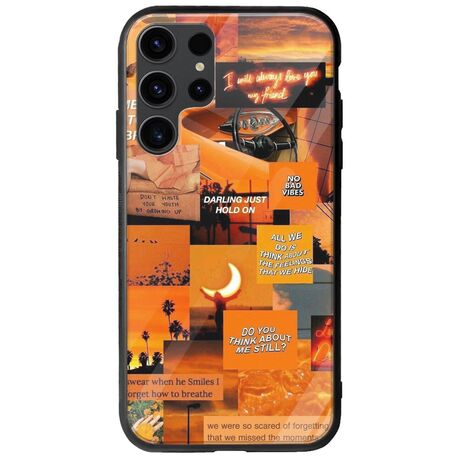 Aesthetic Orange Samsung Galaxy S23 Ultra 5G Groove TPU (Tempered Glass και TPU)