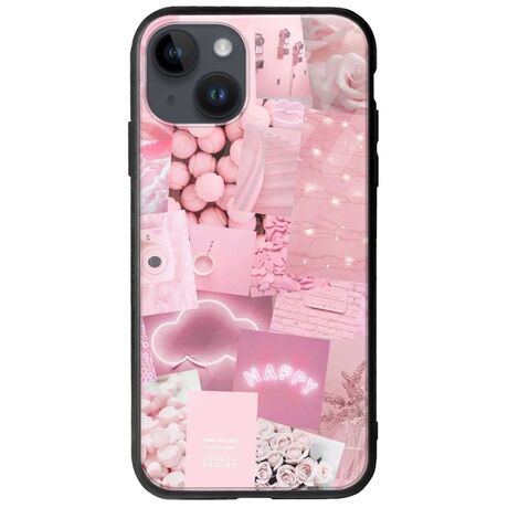 Aesthetic Pink iPhone 15 Plus Groove TPU (Tempered Glass και TPU)