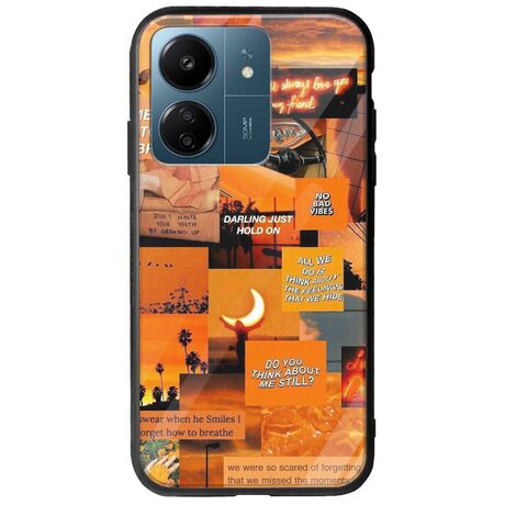 Aesthetic Orange Xiaomi Redmi 13C Groove TPU (Tempered Glass και TPU)