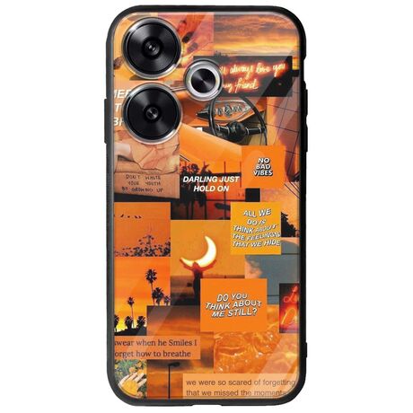 Aesthetic Orange Xiaomi Poco F6 5G Groove TPU (Tempered Glass και TPU)