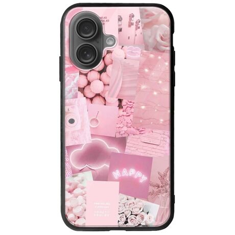 Aesthetic Pink iPhone 16 Plus Groove TPU (Tempered Glass και TPU)