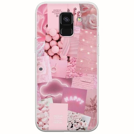 Aesthetic Pink Samsung Galaxy A8(2018) Flexible TPU (Διάφανη Σιλικόνη)