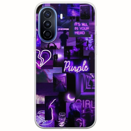 Aesthetic Purple Huawei Nova Y70 Flexible TPU (Διάφανη Σιλικόνη)