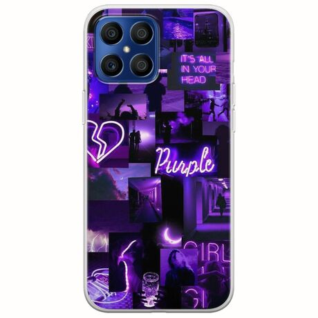Aesthetic Purple Honor X8 Flexible TPU (Διάφανη Σιλικόνη)