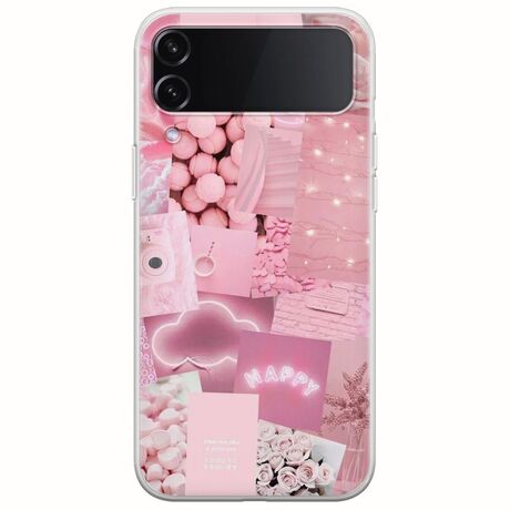 Aesthetic Pink Samsung Galaxy Z Flip 4 5G Flexible TPU (Διάφανη Σιλικόνη)