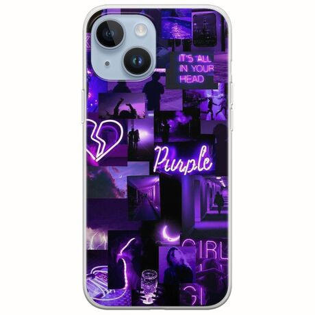 Aesthetic Purple iPhone 15 Flexible TPU (Διάφανη Σιλικόνη)