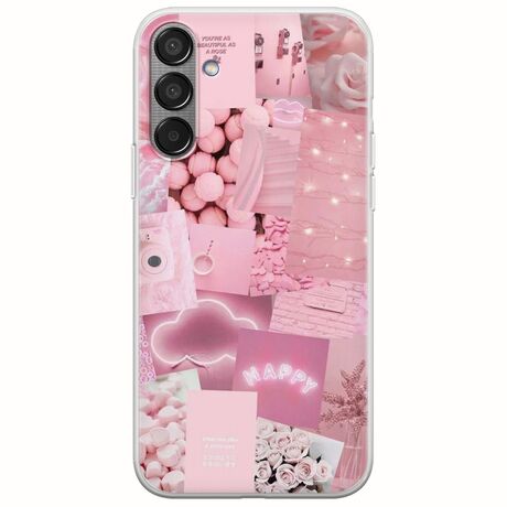Aesthetic Pink Samsung Galaxy M55 5G Flexible TPU (Διάφανη Σιλικόνη)
