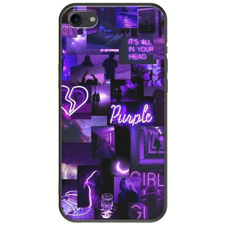 Aesthetic Purple iPhone 7 Black TPU (Μαύρη Σιλικόνη)
