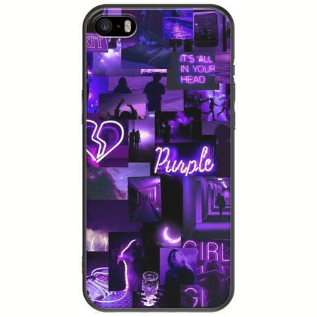 Aesthetic Purple iPhone 5/5s/SE 2016 Black TPU (Μαύρη Σιλικόνη)