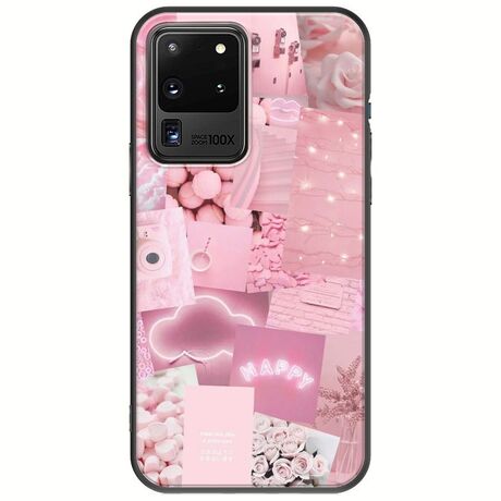 Aesthetic Pink Samsung Galaxy S20 Ultra Black TPU (Μαύρη Σιλικόνη)