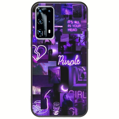 Aesthetic Purple Huawei P40 Black TPU (Μαύρη Σιλικόνη)