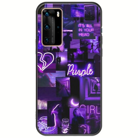 Aesthetic Purple Huawei P40 Pro Black TPU (Μαύρη Σιλικόνη)