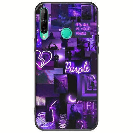 Aesthetic Purple Huawei P40 Lite E Black TPU (Μαύρη Σιλικόνη)