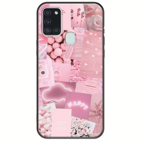 Aesthetic Pink Samsung Galaxy A21s Black TPU (Μαύρη Σιλικόνη)
