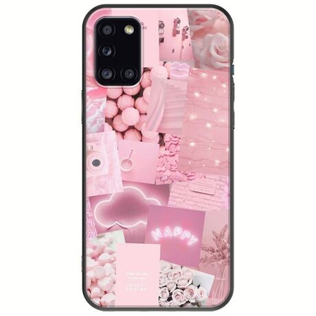 Aesthetic Pink Samsung Galaxy A31 Black TPU (Μαύρη Σιλικόνη)