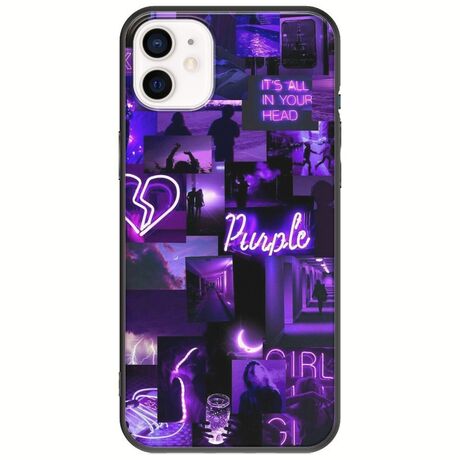 Aesthetic Purple iPhone 12 Black TPU (Μαύρη Σιλικόνη)