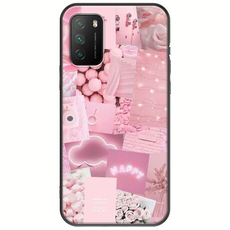 Aesthetic Pink Xiaomi Poco M3 Black TPU (Μαύρη Σιλικόνη)