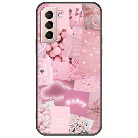 Aesthetic Pink Samsung Galaxy S21 Black TPU (Μαύρη Σιλικόνη)