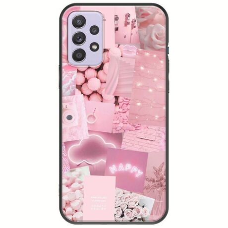 Aesthetic Pink Samsung Galaxy A72 5G Black TPU (Μαύρη Σιλικόνη)