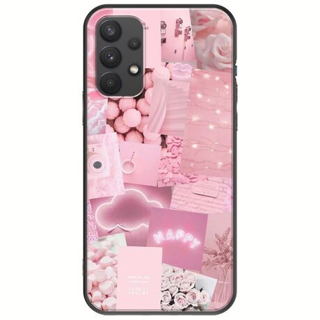 Aesthetic Pink Samsung Galaxy A32 4G Black TPU (Μαύρη Σιλικόνη)