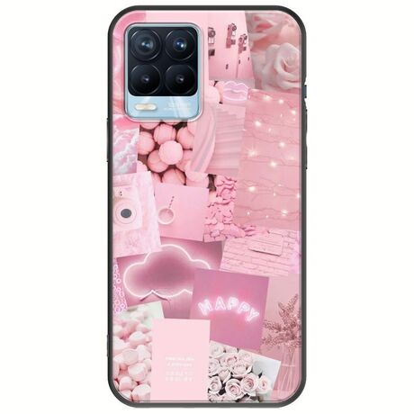 Aesthetic Pink Realme 8 / 8 Pro Black TPU (Μαύρη Σιλικόνη)