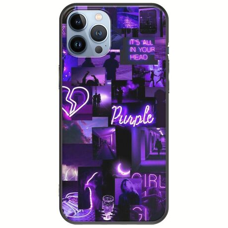 Aesthetic Purple iPhone 12 Pro Black TPU (Μαύρη Σιλικόνη)